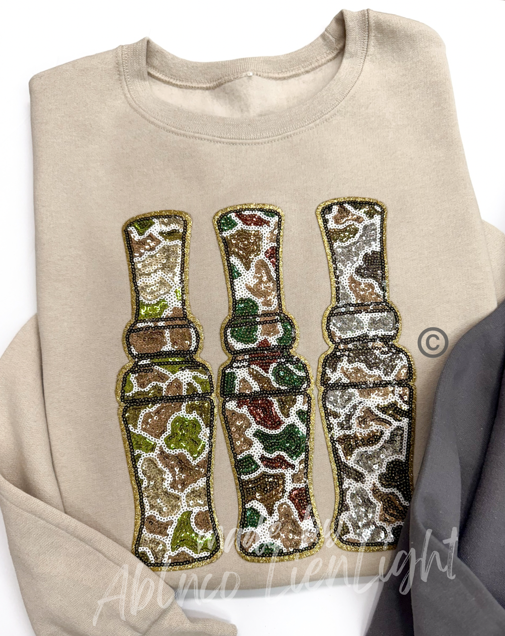 Sequin Camo Duck Call Sweatshirt